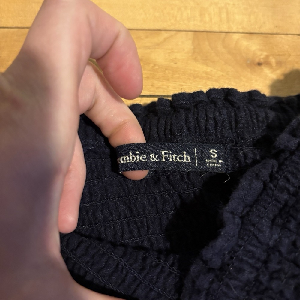 Abercrombie & Fitch Jumpsuit Y2K Blue Ruched Strapless Linen Coquette Women's S - Picture 3 of 7